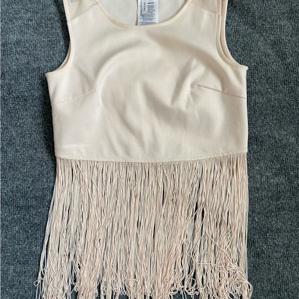 BCBGeneration Beige Mesh Detail Top